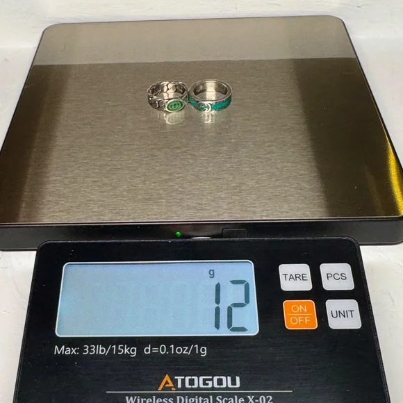 GUCCI Enamel Trio: Blue Interlocking G Necklace & (2) Turquoise Rings - Picture 15 of 16